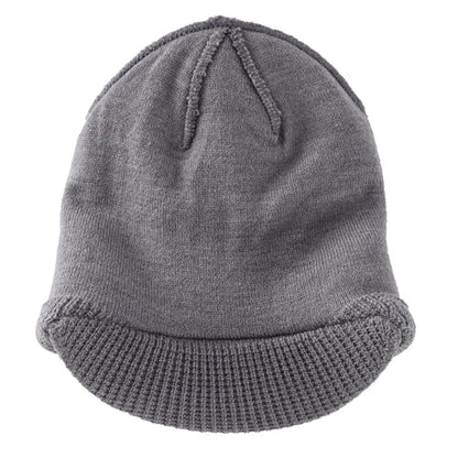 Home Prefer Mens Wool Blend Winter Hat Double-Layer Warm Knit Pre-Curve Visor Beanie Brimmed Beanies Hat for Men Women - color: Grey