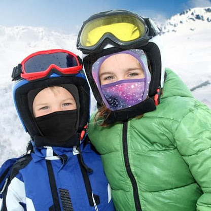 GoxRunx Kids Balaclava Ski Mask,Fleece Face Mask Neck Warmer for Boys Girls,Windproof Face Cover for Cold Weather - color: Rose Pink/Light Purple