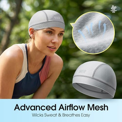 LONGLONG 2-Pack Breathable Skull Caps Helmet Liner for Motorcycle Hard Hat - color: Black+gray
