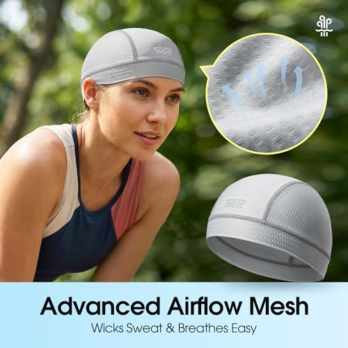 LONGLONG 2-Pack Breathable Skull Caps Helmet Liner for Motorcycle Hard Hat - color: Black+gray