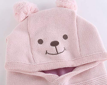 Baby Toddler Kids Winter Hats Warm Windproof Knit Scarf Hood Fleece Hat - color: Pink, size: 6-24 Months