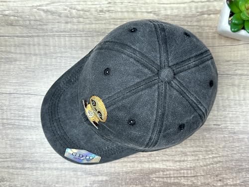 Adjustable Embroidery Animal Baseball Hat for Kid Toddler Child - color: Sloth (Washed Black)