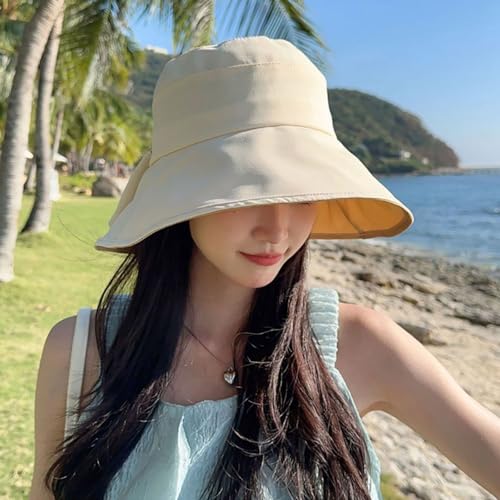 Gogobear Womens Sun Hats Summer UPF 50+ Wide Brim Beach Sun Hat - color: Beige