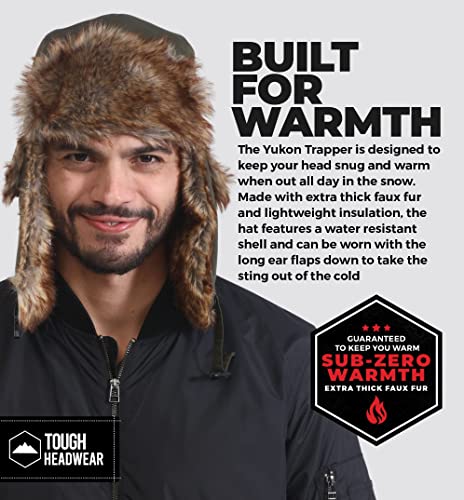 Tough Headwear Russian Trapper Hat – Water-Resistant Ushanka for Men & Women with Chin Strap & Ear Flaps - color: Army Green