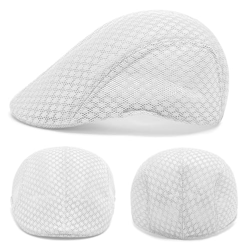 2 Pack Teenagers' Mesh Cap Breathable Summer Newsboy Hat Adjustable Beret Ivy Cap Irish Riding Hiking Hats - color: Light Gray/White