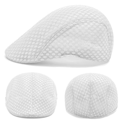 2 Pack Teenagers' Mesh Cap Breathable Summer Newsboy Hat Adjustable Beret Ivy Cap Irish Riding Hiking Hats - color: Light Gray/White