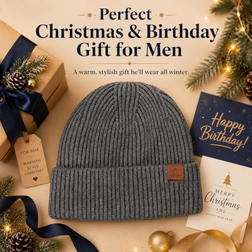 Oversize XXL Winter Beanie Knit Hat for Men - color: E1-grey
