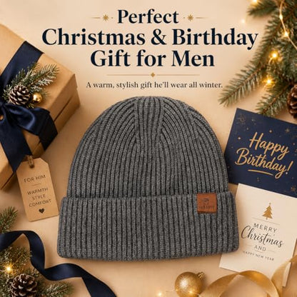 Oversize XXL Winter Beanie Knit Hat for Men - color: E1-grey