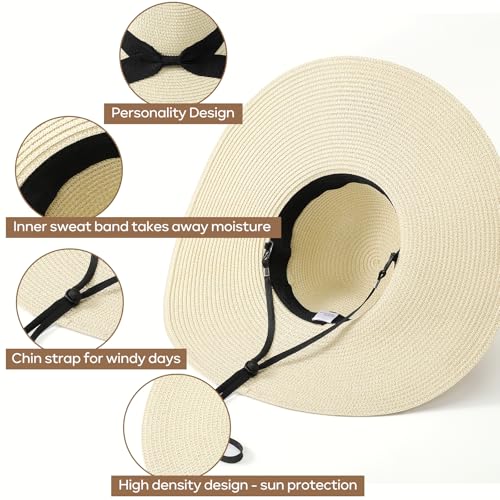 Tavaleu Beach Hat Foldable Wide Brim UV Protection for Women Summer Sun Hat - color: Beige
