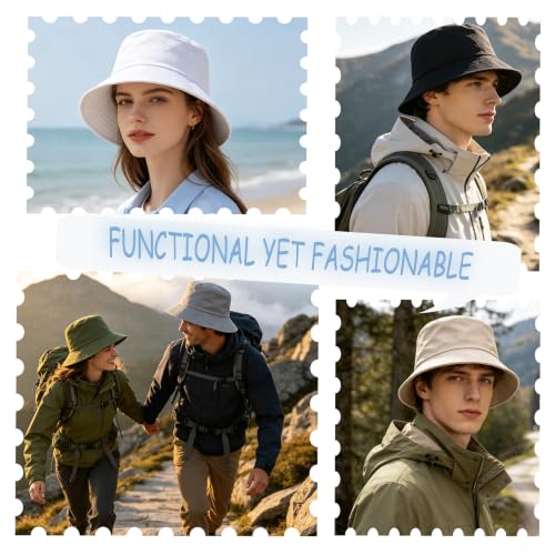 Unisex 3-Pack UV Packable Summer Bucket Sun Hats for Outdoor Activities - color: 3 Beige/Beige/Beige