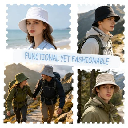 Unisex 3-Pack UV Packable Summer Bucket Sun Hats for Outdoor Activities - color: 3 Beige/Beige/Beige