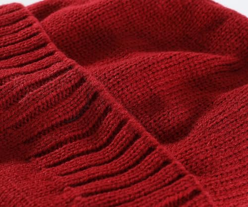 Home Prefer Mens Winter Hat Knit Earflap Hat Stocking Caps with Ears Beanie Hat - color: Red