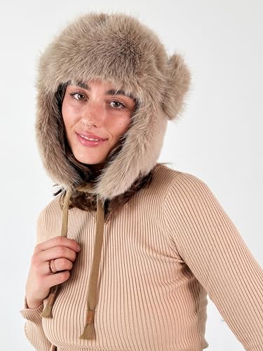 CATCHY & CRAFTY Faux Fur Trapper Hat for Women Fluffy Winter Hats Earflap