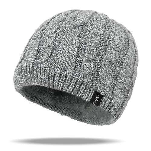 Winter Warm Beanie Hat for Women Men, Thick Cable Knit Cuffed Beanie - color: Grey