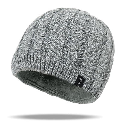 Winter Warm Beanie Hat for Women Men, Thick Cable Knit Cuffed Beanie - color: Grey