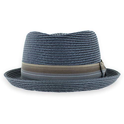 Belfry Men/Women Summer Straw Pork Pie Trilby Fedora Hat in Blue, Tan, Black - color: Maxxblue, size: Medium