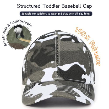 Durio Toddler Baseball Hat Adjustable Kids Hat for Boys Ages 3-8 - color: Black & White Camouflage