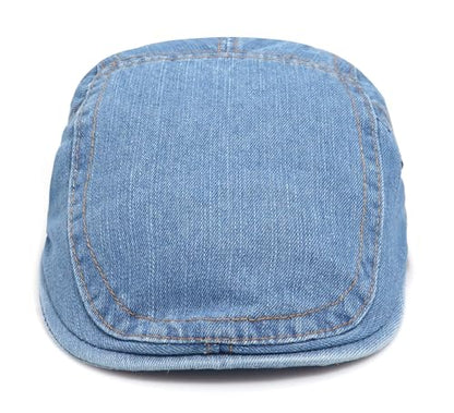 DIYDECAL 2 Pack Denim Mens Newsboy Flat Caps Ivy Gatsby Golf Hunting Cabbie Beret Hats