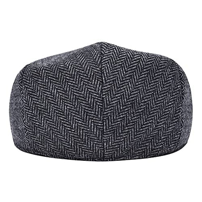 STARANCE Men Wool Blend Newsboy Cap Flat Hat - color: Herringbone Gray, size: 7 1/2