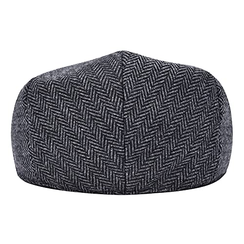 STARANCE Men Wool Blend Newsboy Cap Flat Hat - color: Herringbone Gray, size: 7 3/4