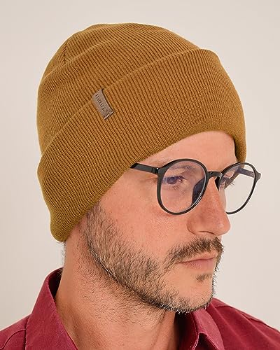 FURTALK Beanie for Men Women Cuffed Thick Knitted Winter Hat Skull Cap - color: Brown
