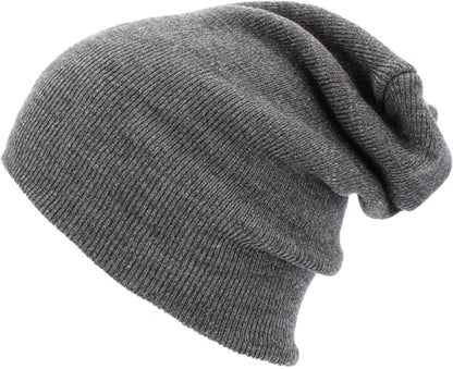 KBETHOS Made in USA Classic Men's Women's Cuffed Folded Acrylic Knit Beanie Hat Solid Unisex Cold - color: Dark Gray Solid Long Beanie