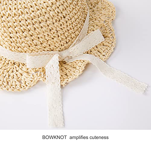pureborn Baby Toddler Girls Straw Sun Hat Summer Beach Hat - color: Khaki, size: 6-24 Months