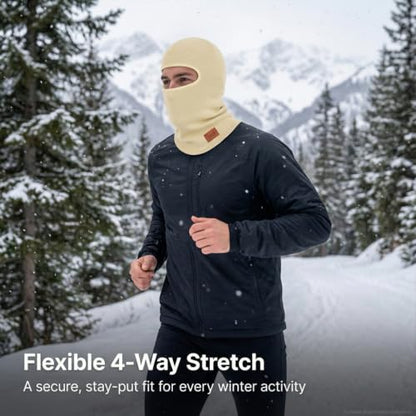TBUS Men’s Knit Insulated Face Mask Beanie, Thermal Full Face Cover Ski Mask for Cold Weather for Women and Men - color: Beige