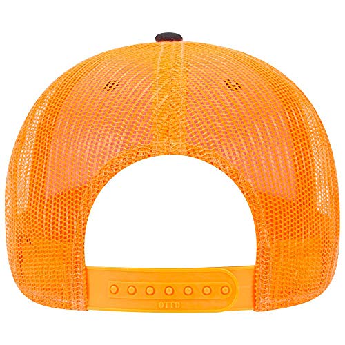 OTTO 6 Panel Low Profile Contrast Vertical Mesh Back Cap - color: Blk/Blk/Org