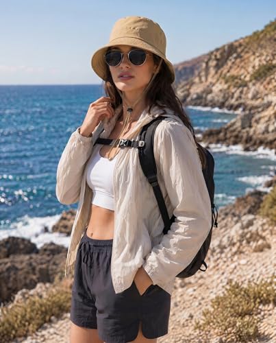 Waterproof Bucket Hat UPF50 Quick Dry Sun Hat for Men Women Lightweight Hiking Fishing Cap Foldable Packable Outdoor - color: Khaki