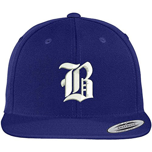 Trendy Apparel Shop Old English B Embroidered Flat Bill Snapback Cap - color: Royal