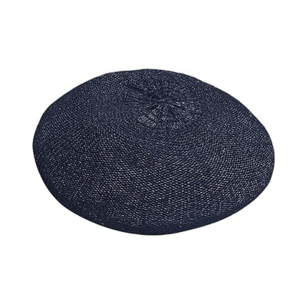 Women Lightweight Beret Floral Hollow Out Hat Breathable French Beret Beanie Hat Cap for Spring Summer - color: Dk.blue 6#