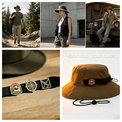 UPF 50+ Sun Hats for Men & Women, Ultra Light Packable Wide-Brim Quick-Dry - color: Army Green