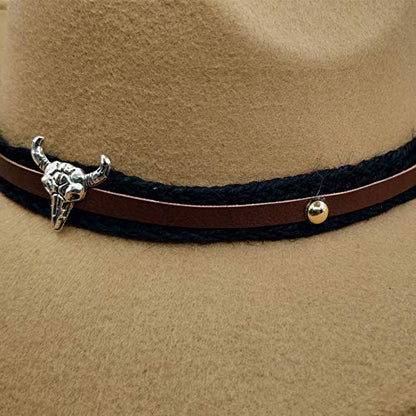 Men & Women's Fur Felt Cowboy Hat Wide Brim Western Outback - color: Beige