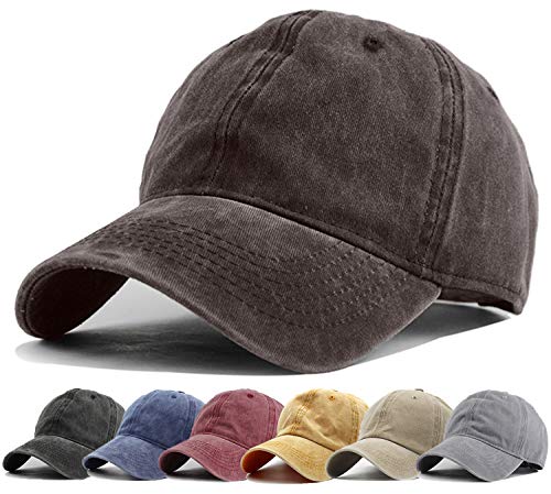 HH HOFNEN Baseball Cap Washed Cotton Unstructured Vintage Hat for Men Women - color: #1 Coffee