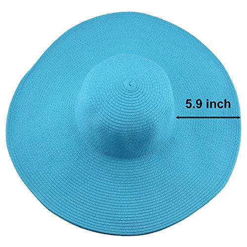 Wide Brim Roll-up Big Beautiful Solid Color Floppy Hat - color: Sky Blue
