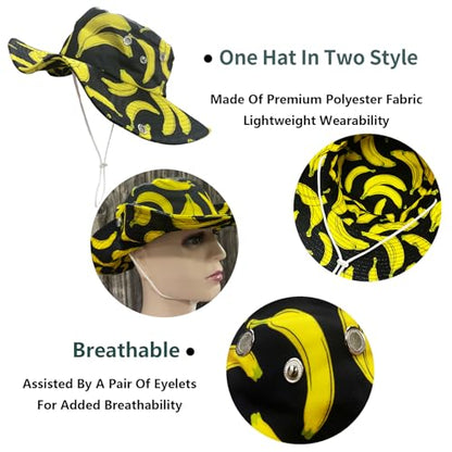 Funny Sun Hat for Men Women Wide Brim Bucket Hat Hiking Boonie Hat Summer Beach Fishing Caps - color: Banana