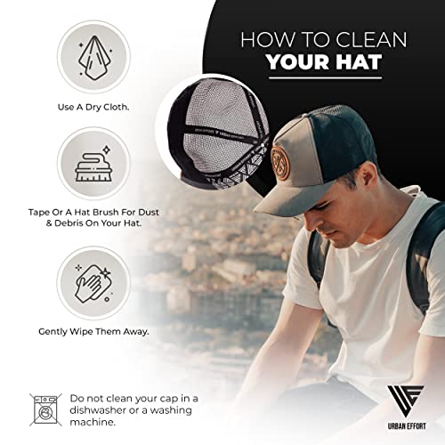 Urban Effort Trucker Hat for Men & Women, Mesh Back Baseball Cap, 5 Panel - color: Grey, style: Mesh Back