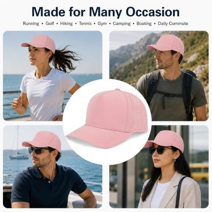5 Panel Baseball Cap Quick Dry Mesh Snapback Hat for Women Men - color: Pink