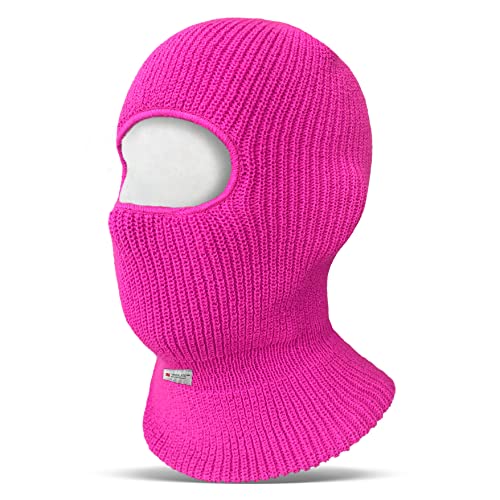 Evridwear Winter Balaclava Ski Mask Warm Knitted Full Face Cover for Men and Women Outdoor Sports Cycling - color: Barbecore Pink, style: Double Layered With 3m Thinsulate Liner