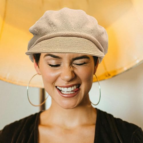 Summer Beret Hat for Women, Breathable Thin Beret Hat Adjustable Lightweight Newsboy Cap - color: Khaki