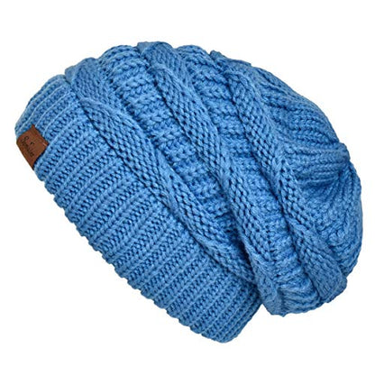Women's Knitted Angora Wool Hat for Autumn and Winter Warm and Stylish with Rolled Brim and Slanted Rhinestones Cap - color: Z-sky Blue