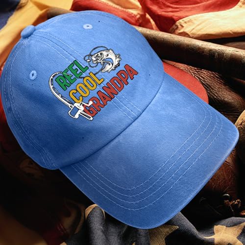 Fishing Adjustable Cotton Baseball Cap, Funny Trucker Hat Gift for Men Women Grandpa Dad Fishing Lover Fisherman - color: Sky Blue