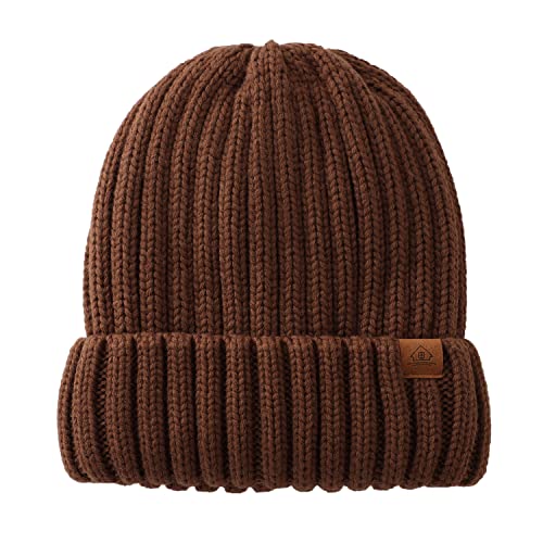 Home Prefer Mens Winter Hat Wool Fleece Lined Knit Beanie Hat Warm Stocking Caps - color: Coffee