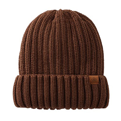Home Prefer Mens Winter Hat Wool Fleece Lined Knit Beanie Hat Warm Stocking Caps - color: Coffee