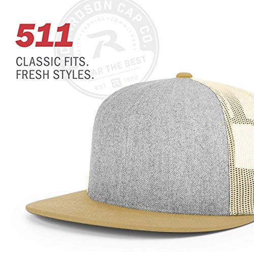 Richardson Unisex 511 Flatbill Trucker Adjustable Snapback Baseball Cap - color: Heather Charcoal/White