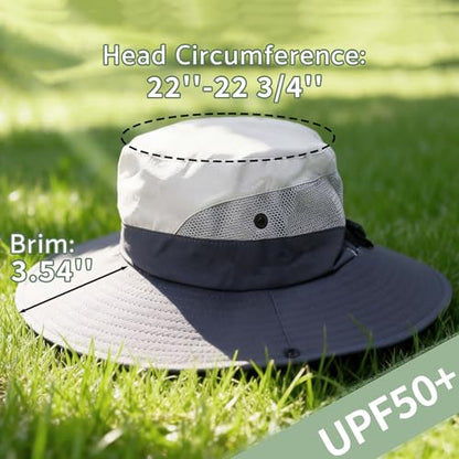 NPQQUAN Ponytail Sun Hats for Women UPF 50+ Wide Visor UV Protection Hat - color: Lightgrey (Ponytail Hole)