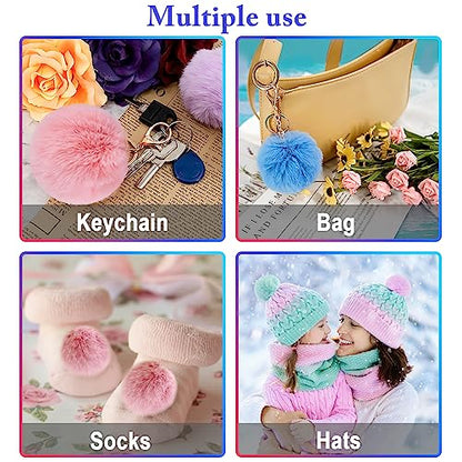 BQTQ 40 Pcs Faux Fur Pom Poms DIY Hat Pompoms with Elastic Loop (Rainbow) - color: Rainbow
