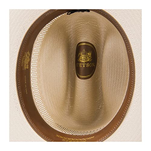 10X Quality Shantung Straw Cowboy Hat with Vented Crown and Brown Grosgrain Hatband by Stetson - color: Toast, size: 7