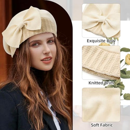 Century Star Lady French Beret Hats for Women Chic Wool Beret for Adults Fashionable Winter Warm Cap Beanie Hats - color: Navy Blue